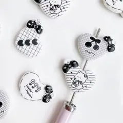 ハート モノトーン アクリルビーズ カスタムボールペン対応