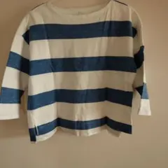 青と白のストライプ Tシャツ M〜L