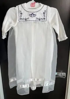 刺繍付き白いセレモニードレス 50-60cm