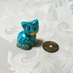 オルゴナイト　おすわりミニねこ　ターコイズ　開運✨魔除け✨ オルゴナイトハートリース猫ちゃんNo.168 - メルカリ