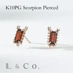 L&Co. K10PG スコーピオン スタッドピアス ガーネット