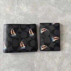 COACH セーリングボート柄 二つ折り財布
