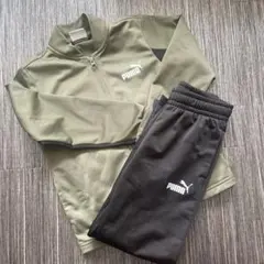 PUMA ジャージ上下セット オリーブグリーン/ブラック120センチ