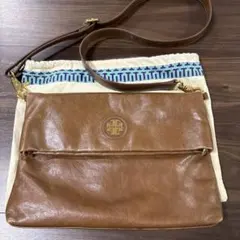 TORY BURCH レザーショルダーバッグ 茶