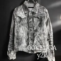 FUGA 激渋 ホワイトデニムジャケット 44 ダメージシワ加工 お兄系 Y2K