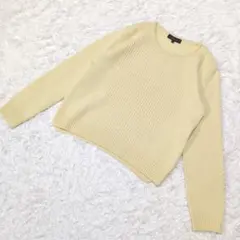 【リフレクト】Reflect リブ編みニット 9号 M 淡い黄色 ラメ 日本製