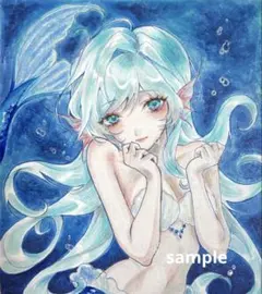 手描きイラスト アナログイラスト オリジナル 獣人 桜 水彩画 原画