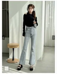 グレイル フリージアハイウエストフレアデニムパンツ[cu522] S