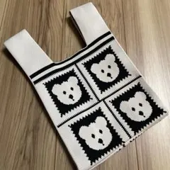 クマ顔デザイン トートバッグ アイボリー