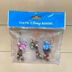 【ミッキー】 終売品 ストラップ 迷彩 個性的 ピンク緑水色3つセット