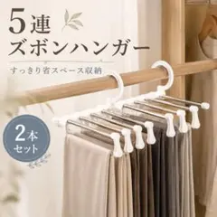 ★週末セール★【新品】2本セット 5連 ズボンハンガー スラックス 省スペース