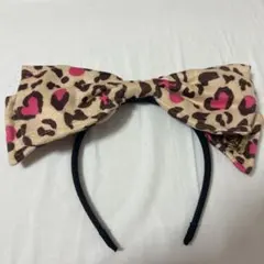 ディズニー ヒョウ柄カチューシャ ビックリボン ミニーリボン デカリボン