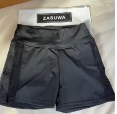 ZASUWA 黒 ショートパンツ メッシュパネル付き