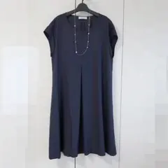 美品■ネミカbyレリアン■大きいサイズ13+■前開きワンピース■ネイビー■
