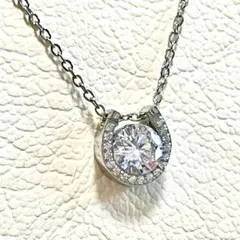 ☆チタンスチール製☆ ジルコニア・ホースシューネックレス　シルバー