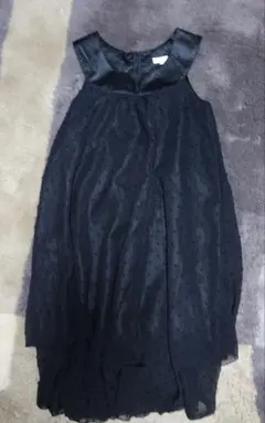 キャサリンコテージ　黒のドット柄ノースリーブワンピース　150cm