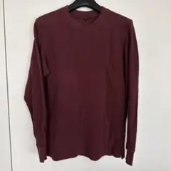 UNIQLO バーガンディ ワッフル編み 長袖Tシャツ S