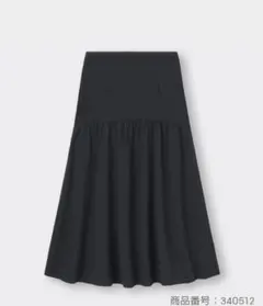 【ジーユー】GU ティアードフレアロングスカート ウエストゴム ブラック S