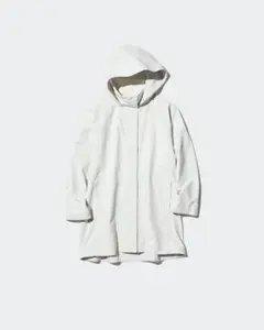 美品★【UNIQLO】ブロックテックハーフコート（白・ウィメンズLサイズ）