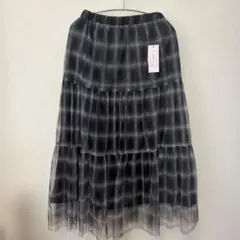 チュールスカート チェック柄 ロングスカート