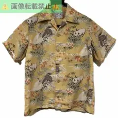 ＊STUDIO D'ARTISAN 和柄 豚 鷹 ちりめん風 アロハシャツ Mのサムネイル