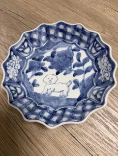 堀畑蘭さん 輪花皿 犬 染付 磁器のサムネイル