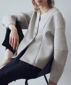 ADAM ET ROPE' ペプラムダンボールカーディガン