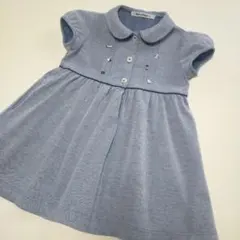 美品★2022SS★100cm familiar サックスブルー半袖ワンピース