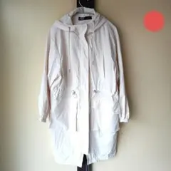 36●ZARA ザラ フーデッド モッズコート ライト 白 Ｓのサムネイル