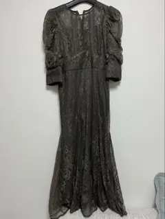 パフスリーブ 総レース マーメイド風 パーティードレス 結婚式 オケージョン