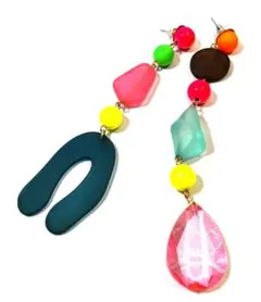 新品未使用 Y2K 大型カラフルピアス 蛍光&マットスケルトン