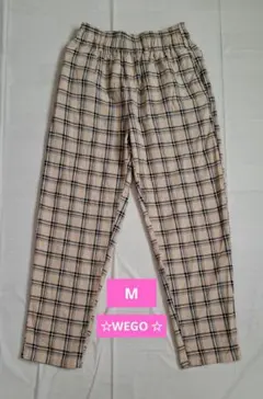 レディース　WEGO☆チェック柄パンツ　ベージュ　Mサイズ