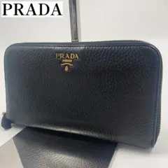 【✨極美品✨】プラダ ヴィッテロダイノ ラウンドファスナー 長財布 ブラックのサムネイル
