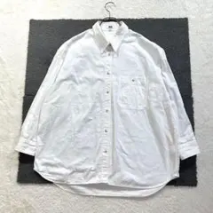 ユニクロユー/XL/白/長袖コットンシャツ/ボタンダウン/オーバーサイズ/春秋