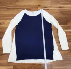 GAP レディース チュニック 長袖 ホワイト×ネイビー Lサイズ