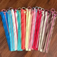 20cm 20本セット コンビカラー リングファスナー ハンドメイド バイカラー