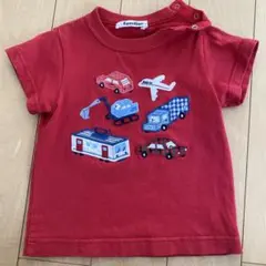こ*゜様 familiar 赤 半袖Tシャツ 車 飛行機刺繍