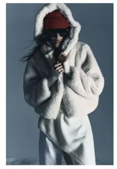ZARA ボア生地保温フード付きアノラック M