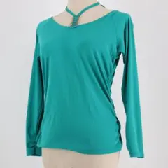 【美品 日本製 社交ダンス衣装】グリーン CHACOTT トップス カットソー