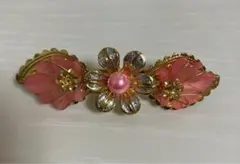 花モチーフ　バレッタ　パール　ピンク