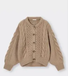 GUケーブルニットカーディガン ベージュ