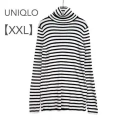 ユニクロ/ウール100%ハイネックニット/大きいサイズ/XXL/アイボリー/黒/