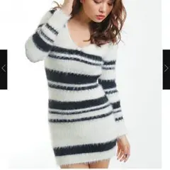 リップサービス/リブボーダーフェザーニットワンピース