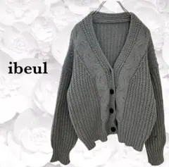 イベール》カーディガン ケーブルニット【F】グレー 長袖 大きい 長袖 Vネック