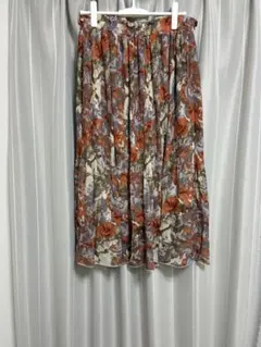 大きいサイズ 3L 花柄プリーツスカート