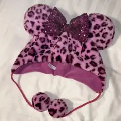 ディズニーランド ミニーファンキャップ レオパード ヒョウ柄 ピンク