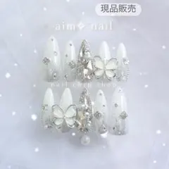 ネイルチップ 現品 ワンホン 韓国 フレンチガーリー スナ系 埋めつくし ギャル