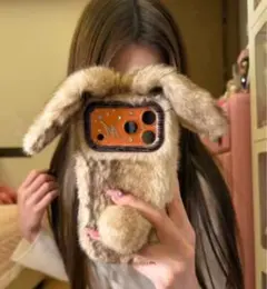 ウサギ耳ファーiPhone17ケース