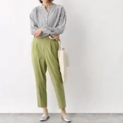 GLOBAL WORK ウツクシルエットテーパードパンツ　サイズL グリーン