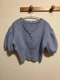 GRL グレイル カーディガン ボレロ セーター くすみブルー ショート 七分袖